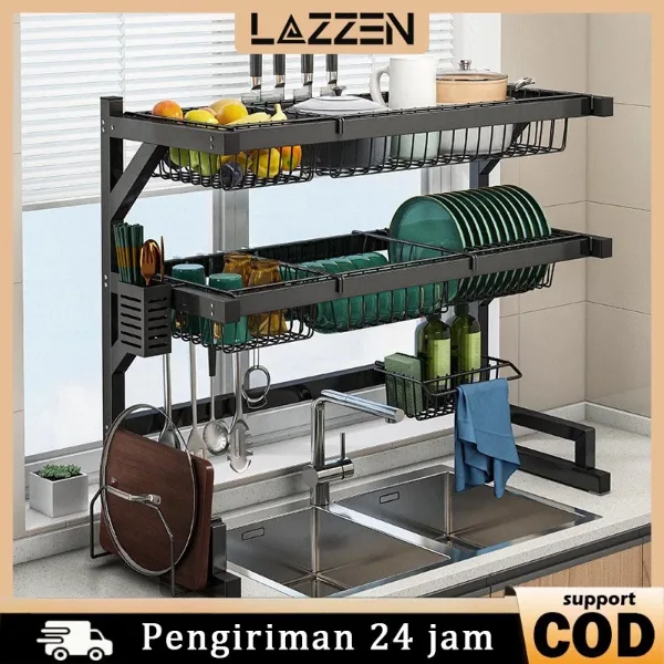 Rak Piring Wastafel Stainless Steel Hitam